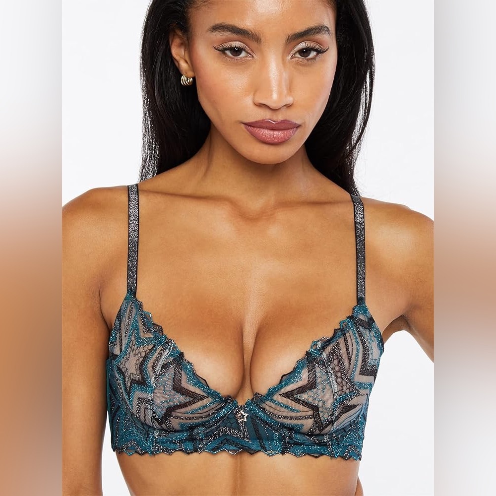 Savage X Fenty Teal sparkly stars Bra